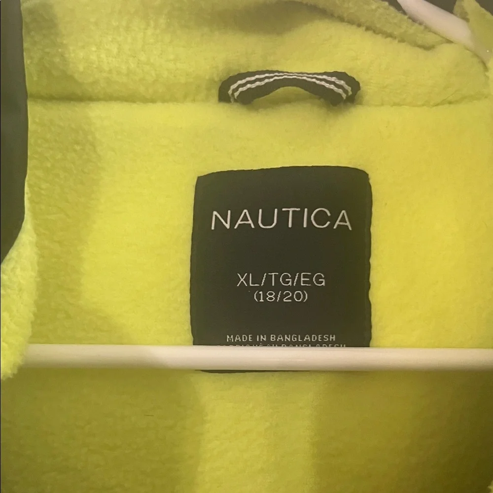 Nautica Kids Puffer Jacket in Black with Yellow Interior